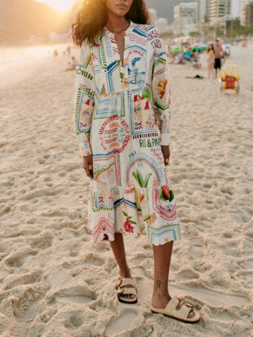 Linen Summer print dress
