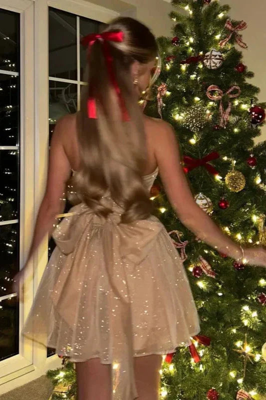 Mini Glitter Dress - strapless