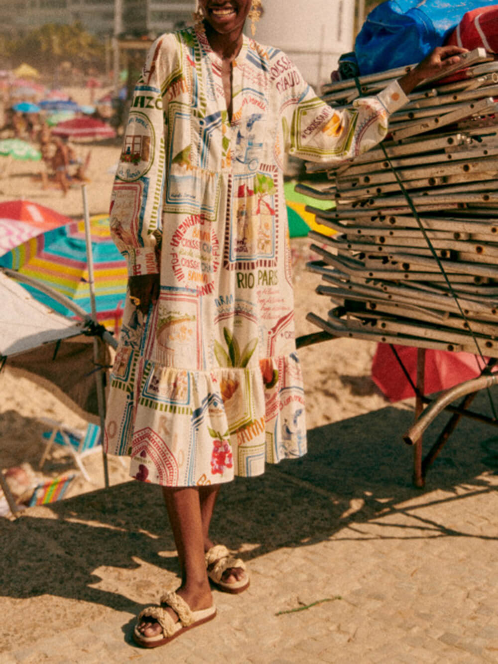 Linen Summer print dress
