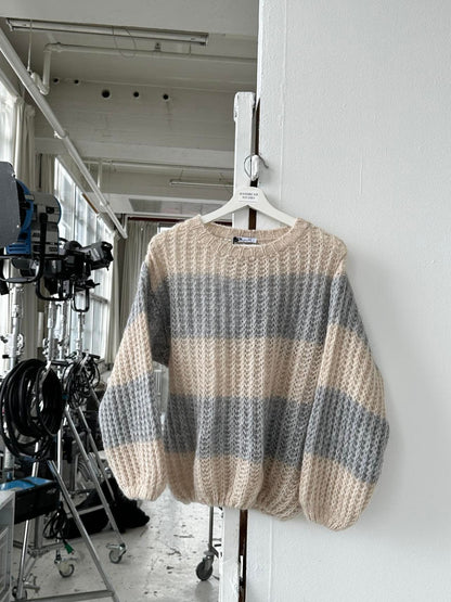 Melly knit with stripes - Beige/grey