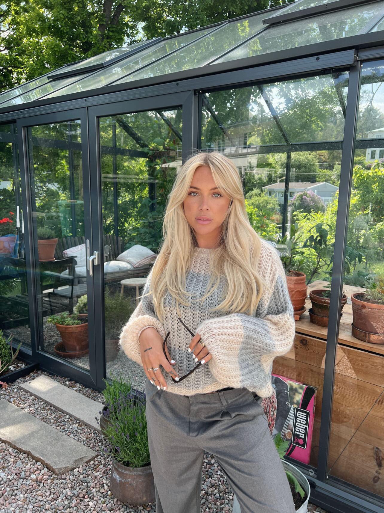 Melly knit with stripes - Beige/grey