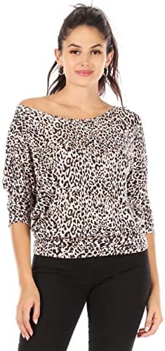 Scoopneck Top Off The Shoulder Tops Banded Waistband Shirts 3/4 Sleeves Regular and Plus Size Tops