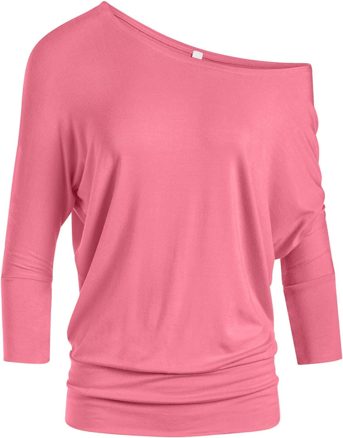 Scoopneck Top Off The Shoulder Tops Banded Waistband Shirts 3/4 Sleeves Regular and Plus Size Tops