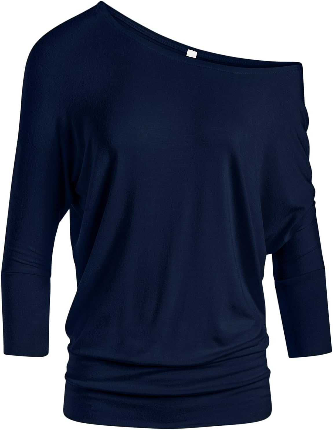 Scoopneck Top Off The Shoulder Tops Banded Waistband Shirts 3/4 Sleeves Regular and Plus Size Tops