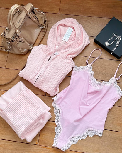 Lace detail Bodysuit Square Neck Spaghetti Strap Tank Top Bodysuits