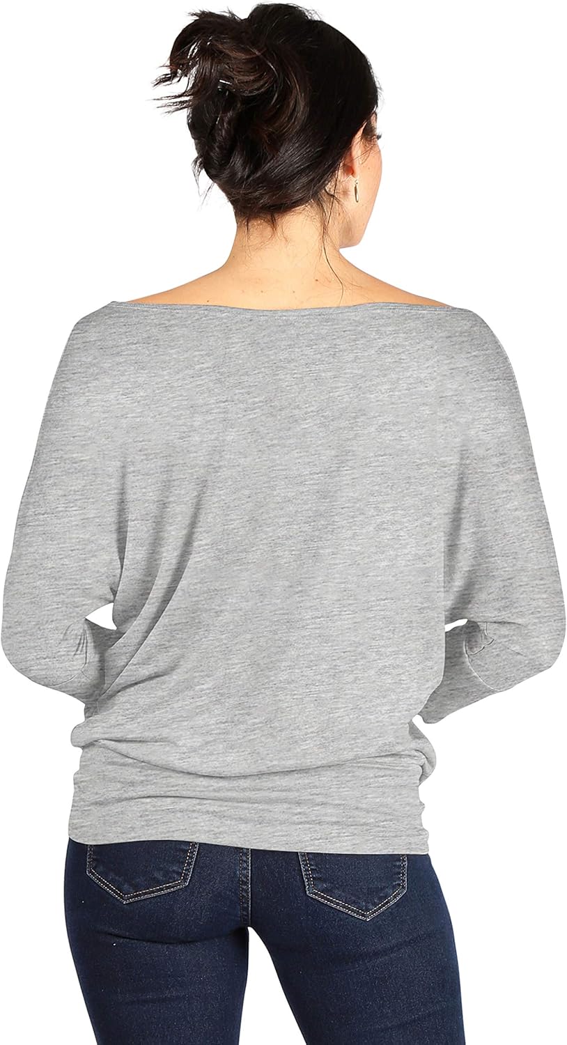 Scoopneck Top Off The Shoulder Tops Banded Waistband Shirts 3/4 Sleeves Regular and Plus Size Tops