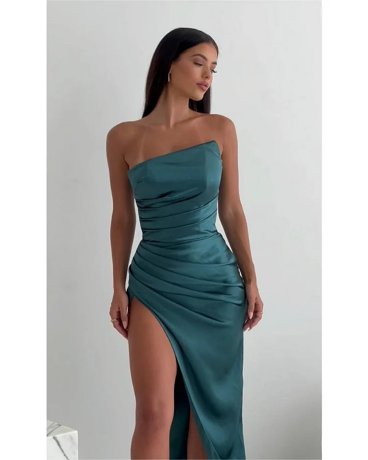Sexy Strapless Pleated Dress