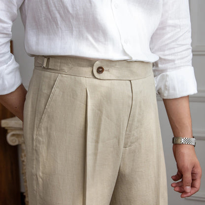Pietro Linen Pleated Trousers