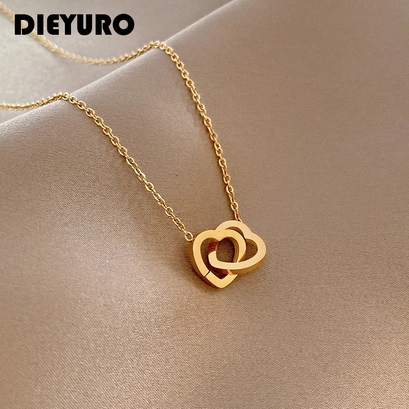 Double heart Gold Plated