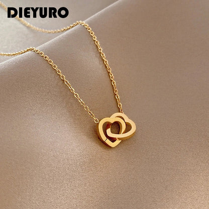 Double heart Gold Plated