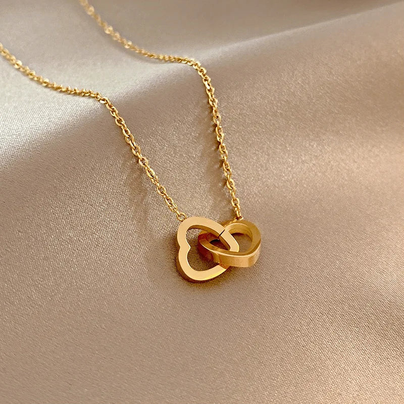 Double heart Gold Plated