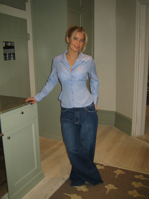 Alberte fitted shirt - Blue/white stripes