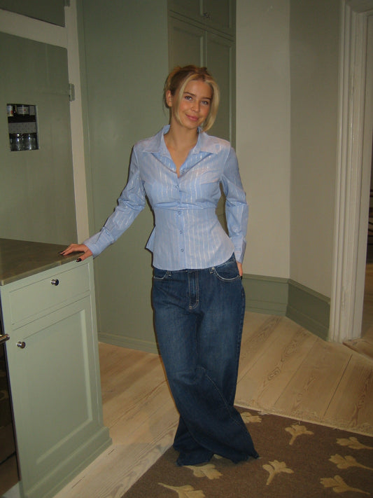 Alberte fitted shirt - Blue/white stripes