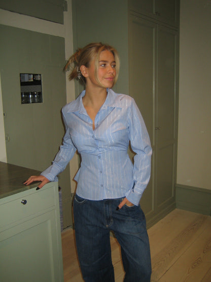 Alberte fitted shirt - Blue/white stripes