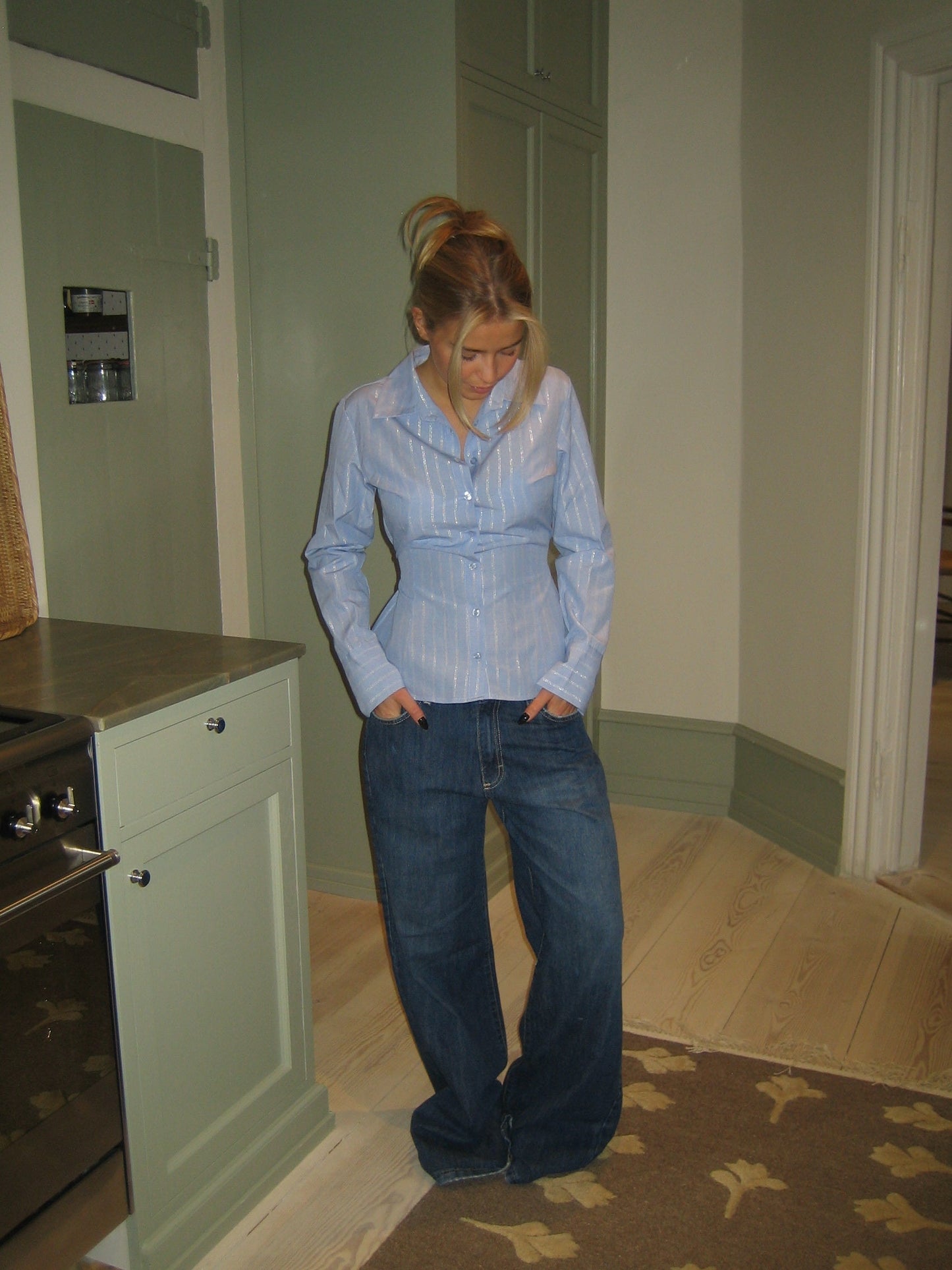 Alberte fitted shirt - Blue/white stripes