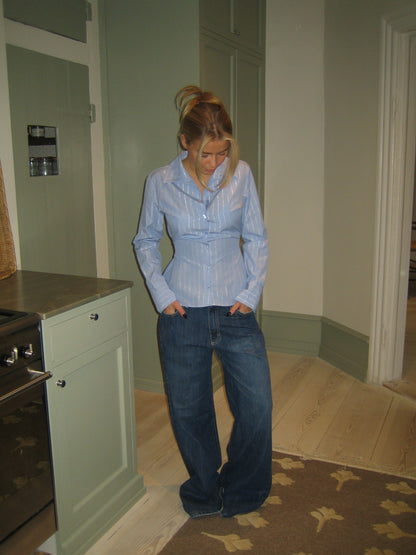 Alberte fitted shirt - Blue/white stripes