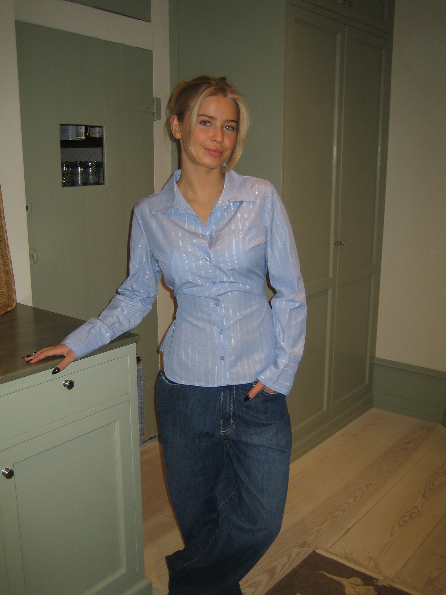 Alberte fitted shirt - Blue/white stripes