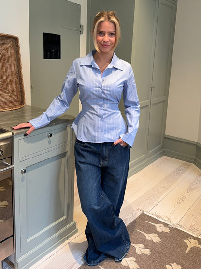 Alberte fitted shirt - Blue/white stripes