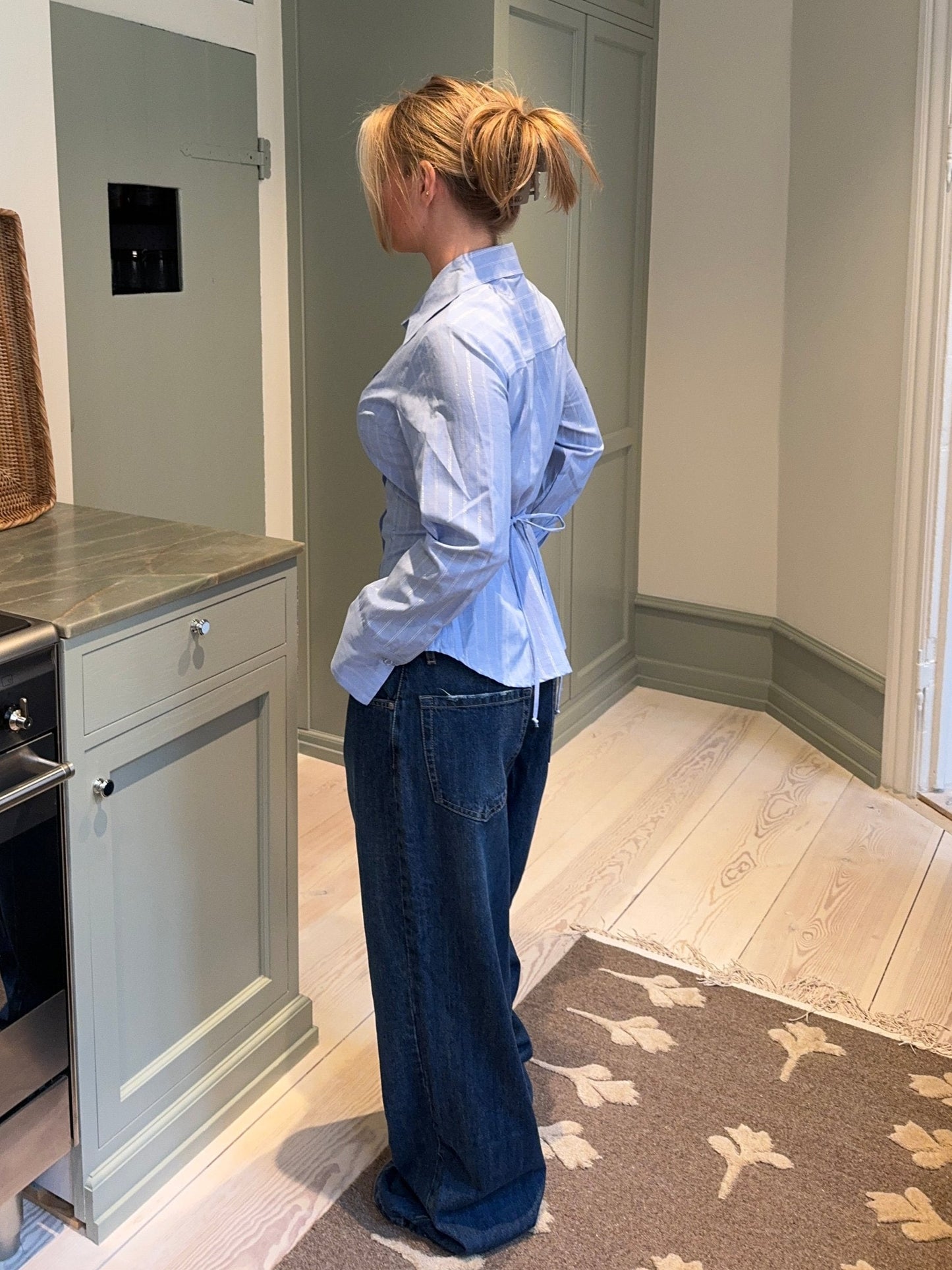 Alberte fitted shirt - Blue/white stripes