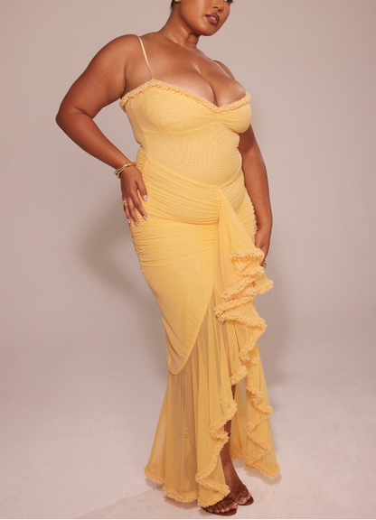 Janime Ruffled Front Gown Dress