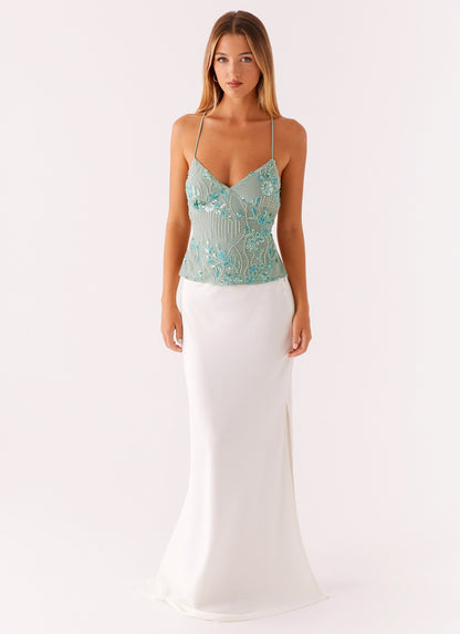 Liora Lustrous Sequin Backless Top