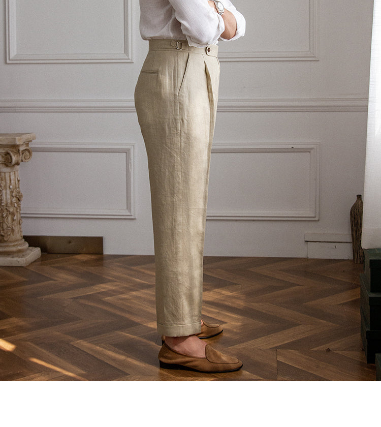 Pietro Linen Pleated Trousers