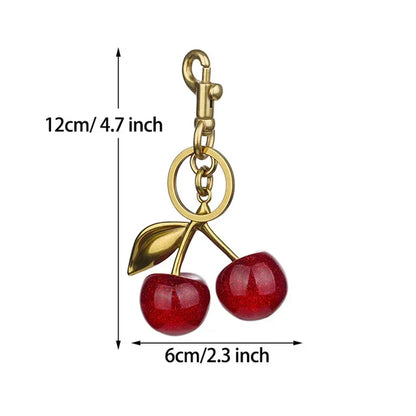 Cute Cherry Charm Handbag Pendant Keychain Crystal Cherry Bag Accessories