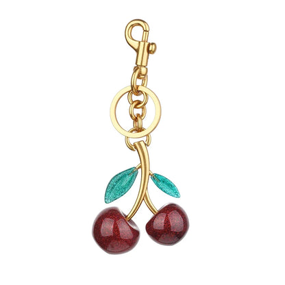 Cute Cherry Charm Handbag Pendant Keychain Crystal Cherry Bag Accessories