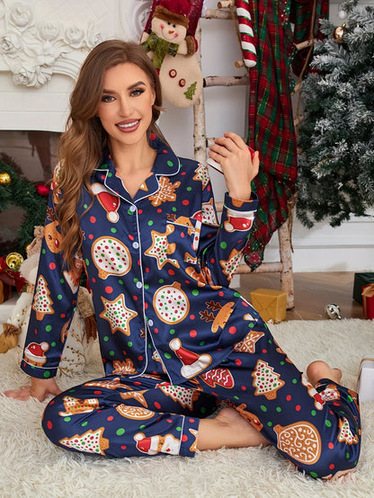 Cozy Christmas Cookie Print Long Sleeve Pajama UNISEX
