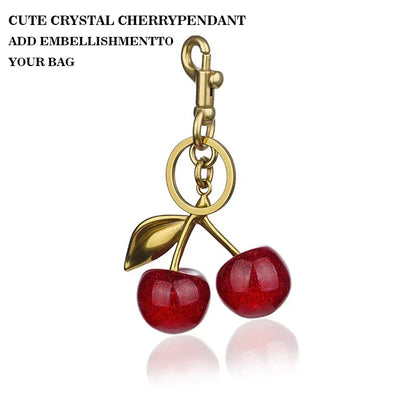 Cute Cherry Charm Handbag Pendant Keychain Crystal Cherry Bag Accessories