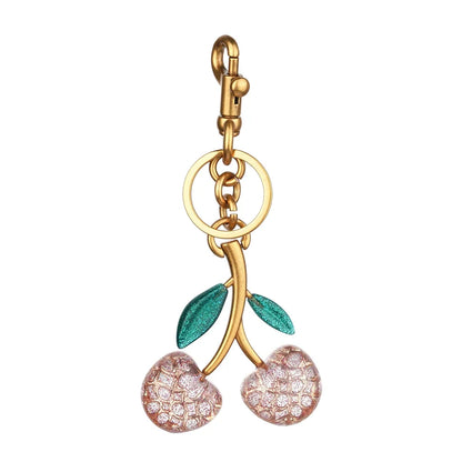 Cute Cherry Charm Handbag Pendant Keychain Crystal Cherry Bag Accessories