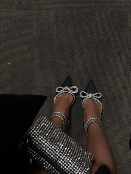Cecilia Crystal Bow Wrap Heels